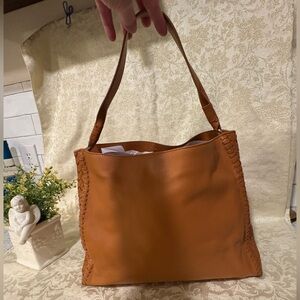 Cole Haan Dillan RFID Blocker Hobo Basket Weave Leather Shoulder Bag